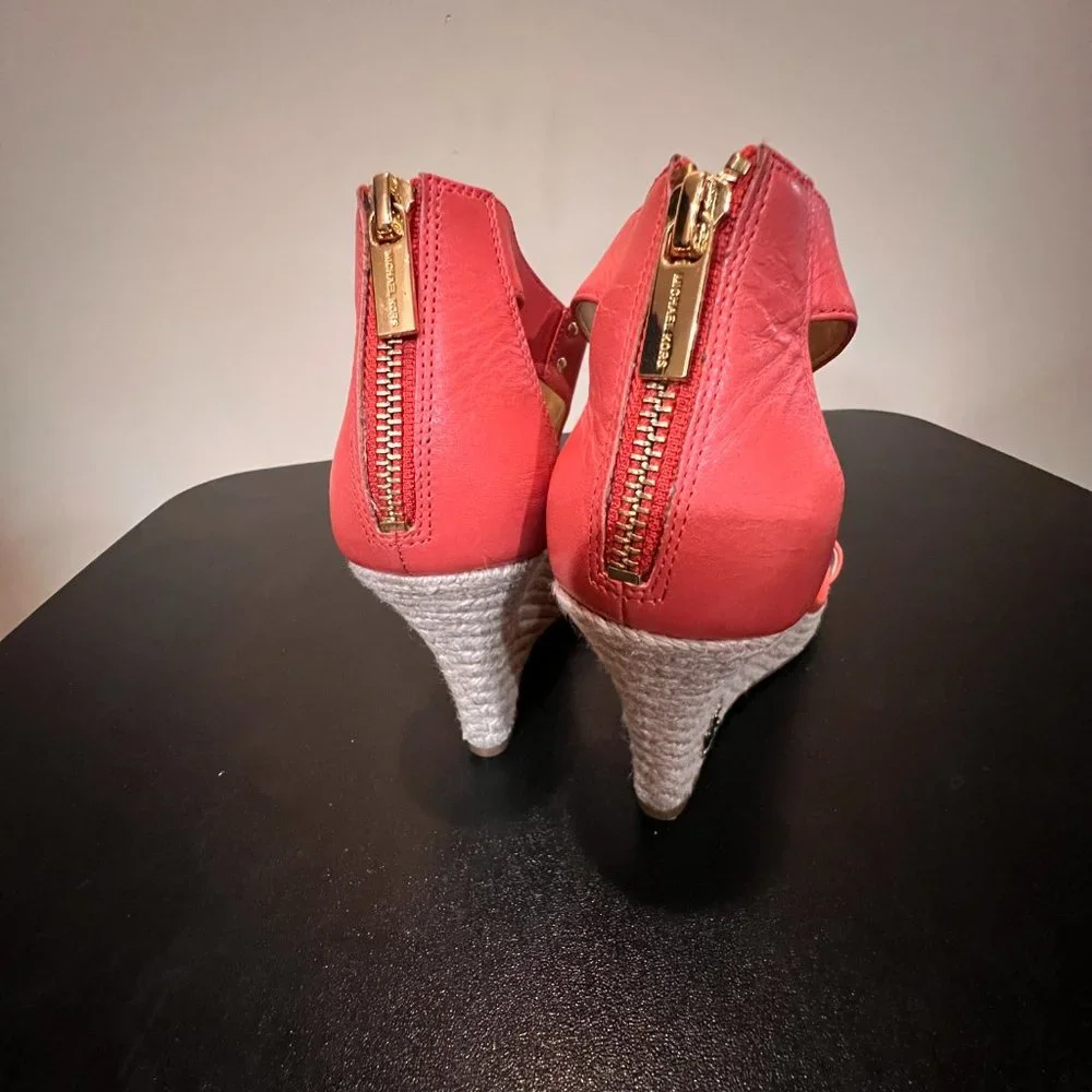 Michael Kors size 7.5 coral wedge espadrilles NWOT